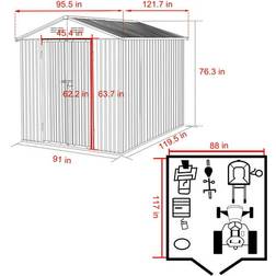 Veikous VEIKOUS Outdoor Metal Storage Lockable Door Air Vents for 8x10 (Building Area )