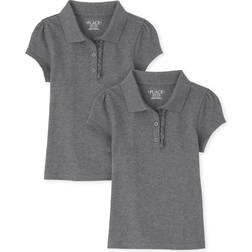 The Children's Place Girl's Uniform Ruffle Pique Polo 2-pack - Dkhtrgray