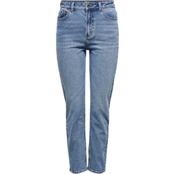 Only Emily Life Hw Ankle Straight Fit Jeans - Blue/Medium Blue Denim