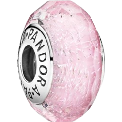 Pandora Faceted Murano Glass Charm - Silver/Pink