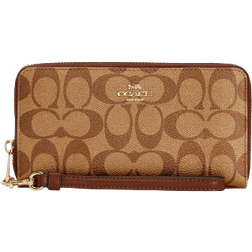 Coach Long Zip Around Wallet In Signature - Im/Khaki Saddle 2