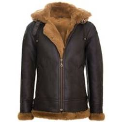 Infinity Leather Infinity Leather Mens Hooded Sheepskin B3 Flying Jacket-Columbus Brown