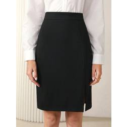 Shein BIZwear Zipper Back Split Hem Skirt