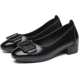 Summer Leather Low Heels - Black
