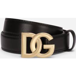 Dolce & Gabbana Calfskin Belt With Dg Logo Black