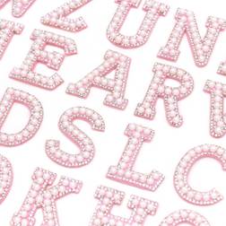 Shein 26 English Letters Faux Pearl Rhinestone Patches For Clothes A-Z Alphabet Pearl Rhinestones Applique Sew On/Glue On Patches DIY Name