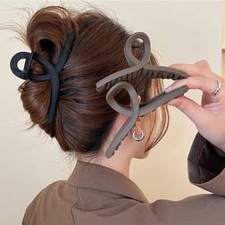 Shein 3pcs/lot Women Big Size Frosted Transparent Plastic Hair Claw Clip With Matte Surface In