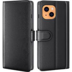 MTP Products iPhone 13 Lederhülle mit Geldbörse und Ständer Schwarz