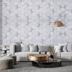 LivingAndHome 3D Thicked Embossed Tridimensional Rhombus Wallpaper Grey