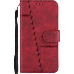 MAULUND iPhone 8 Plus 7 Plus Læder m. Pung og Strop Rød
