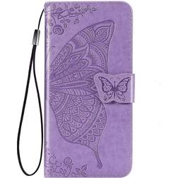 MAULUND Samsung Galaxy A52s 5G A52 4G 5G Læder Flip Sommerfugle Imprint Lavendel