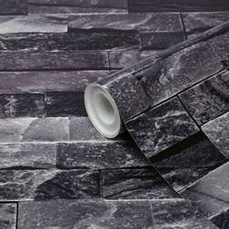 GoodHome GoodHome Jori Black Brick Effect Brick Textured Wallpaper