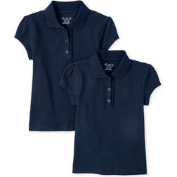 The Children's Place The Children's Place Girls' Uniform Ruffle Pique Polo 2-Pack Tidal 7/8