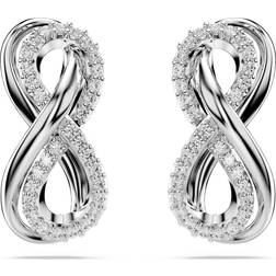 Swarovski Hyperbola stud earrings, Infinity, White, Rhodium plated