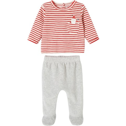 Vertbaudet Christmas Velour Pyjamas for Babies - Marl Grey