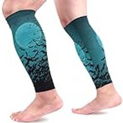 EZIOLY Halloween Moon & Bats Sports Calf Compression Sleeves Leg