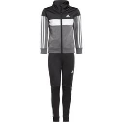 Adidas Kid's Tiberio 3-Stripes Colorblock Shiny Tracksuit - Black/White/Grey Five (IJ6332)