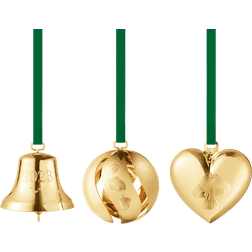 Georg Jensen Bell, Ball & Heart Gift Set Gold Décoration de Sapin de Noël 5.4cm 3pcs