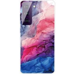 MTP Products Marble Pattern Electroplated IMD Samsung Galaxy S21 FE 5G TPU Cover Blå Pink