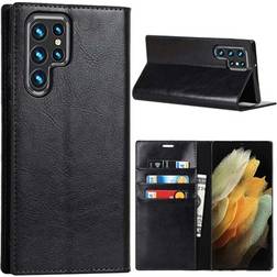 MTP Products Samsung Galaxy S22 Ultra 5G Lommebok-deksel i Lær med Stativ Svart