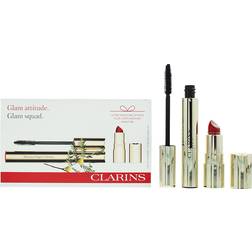 Clarins Glam Squad 2 Piece Gift Set: Supra Volume Mascara 8ml Mini Joli Rouge 742 Lipstick 1.5g