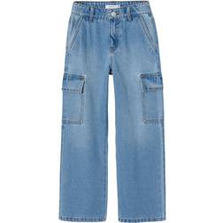 Name It Wide Leg Cargo Jeans - Light Blue Denim