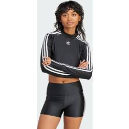 adidas Maglia 3-Stripes Cropped Long Sleeve T-Shirt - Black