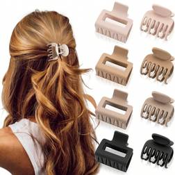Shein 8pcs Matte Black Brown Khaki Hair Claw Clips