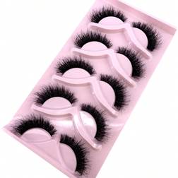 Shein 5 Pairs Russian Strip Lashes Natural Looking Soft & Fluffy Mink Lashes 3D False Eyelashes Russian Volume Eyelashes Fake Eyelashes Dramatic Messy Mink