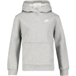 Nike Kid's Sportswear Club Fleece Pullover Hoodie - Dark Gray Heather/White