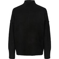 Y.A.S Balis LS High Neck Knit Jumper - Black