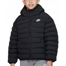 Nike Big Kid's Sportswear Lightweight Synthetic Fill Loose Hooded Jacket - Black/Black/White (FD2845-010)