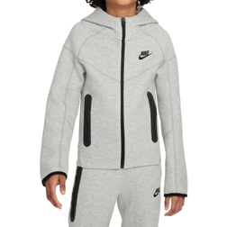 NIKE Older Kid's Sportswear Tech Fleece Full Zip Hoodie - Dark Grey Heather/Black/Black (FD3285-063)