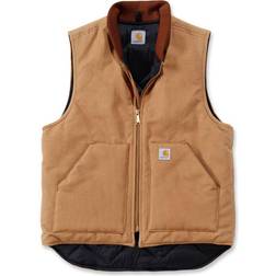 Carhartt Relaxed Fit Firm Duck Insulated Rib Collar Vest - Brown