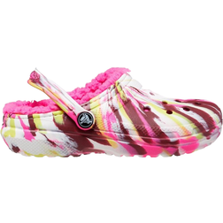 Crocs Toddler Classic Lined Marbled Clog - Electric Pink/Multi