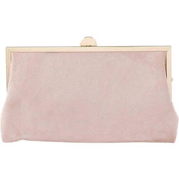 Accessorize Suedette Clip Frame Clutch Bag - Nude