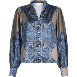 Neo Noir Massima Paisley Border Blouse - Blue