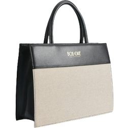 Bob Ore Victoria Leather Canvas Combo Tote Bag - Black