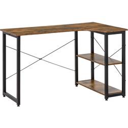 Homcom L-Shaped Workstation Rustic Brown Writing Desk 73.2x120cm