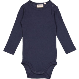 Wheat Baby Long Sleeve Rib Bodysuits - Midnight