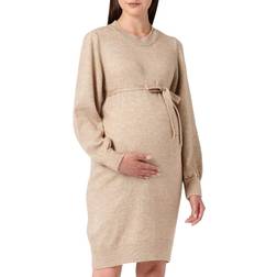 Mamalicious Vestido de punto 'New Anne' beige moteado