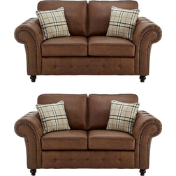 B&Q Oakland Brown Sofa 180cm 2pcs 2 Seater