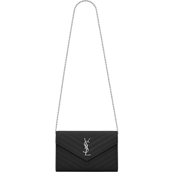 Saint Laurent Grain De Poudre Classic Cassandre Chain Wallet Bag - Black