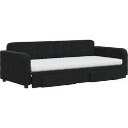 vidaXL Daybed with Extension Black Sofa 224cm 2 personers