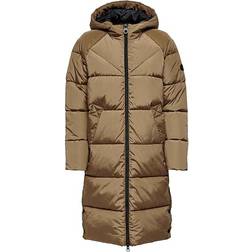 Only Long Quilted Coat - Brown/Toasted Coconut