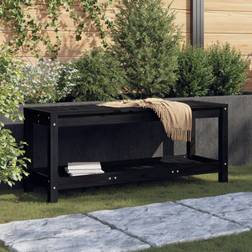 vidaXL Svart 108 x 35 x 45 cm Massiv Furu Trädgårdsbänk