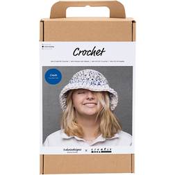Creativ Company Kreakasse DIY Kit Hækle Chunky bøllehat blå lys natur, gul