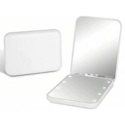 Shein Pocket Mirror 1X/3X Magnifying Led Travel Makeup Mirror With Light, 2-Sided Foldable Handheld Illuminated Mirror For Home Tabletop Decoration, Bathroo
