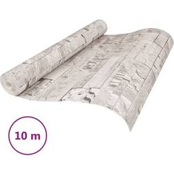 vidaXL Tapet 3D stenlook gräddvit