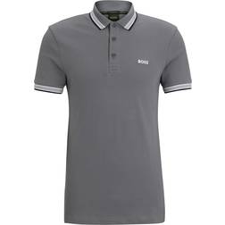 HUGO BOSS Paddy Polo Shirt with Contrast Logo - Grey